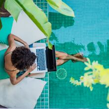 working-poolside